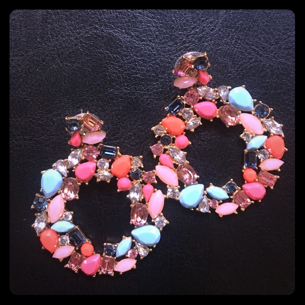JCrew Colorful Wreath Statement Earrings